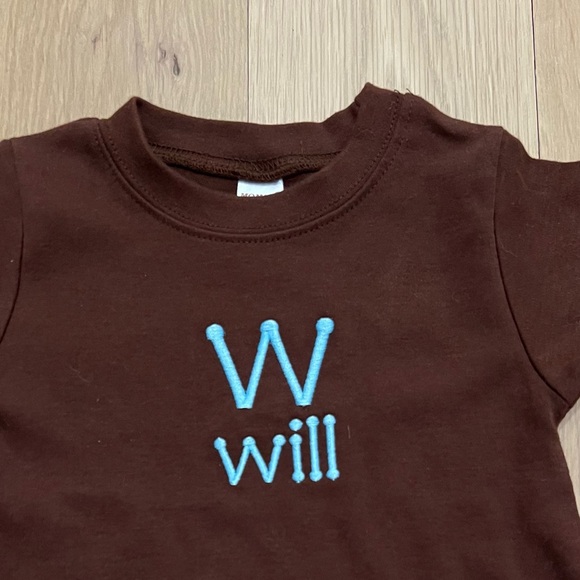 Monogrammed W Will Baby Boys Romper Shorts One Piece Jon Jon Shortall 6-12 month - Picture 2 of 10